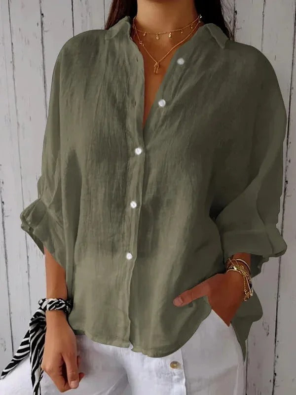 Casual Vrouwen Blouse van Katoen en Linnen