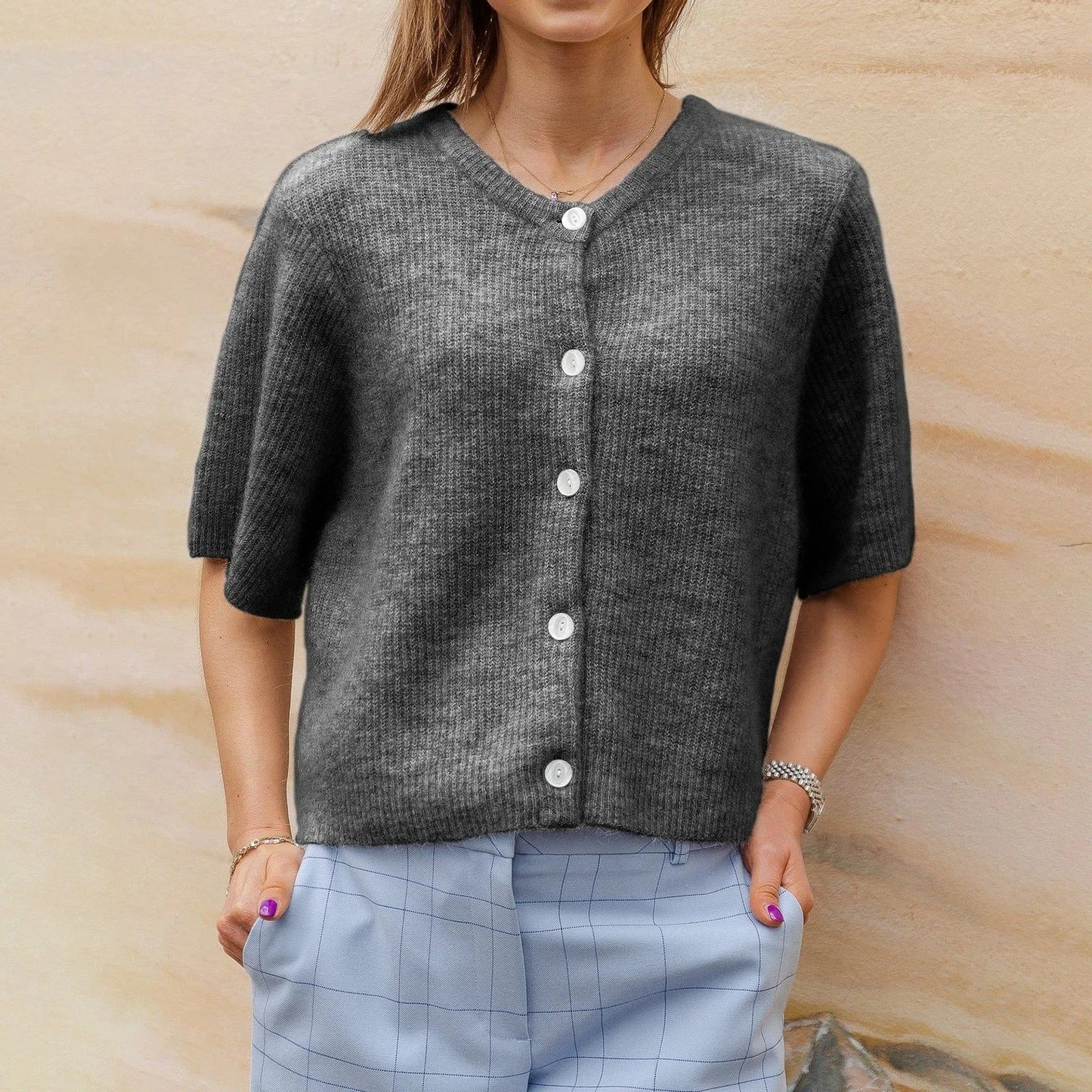 Vrouwen Blouse Korte Mouwen Gebreid Zomer Topje