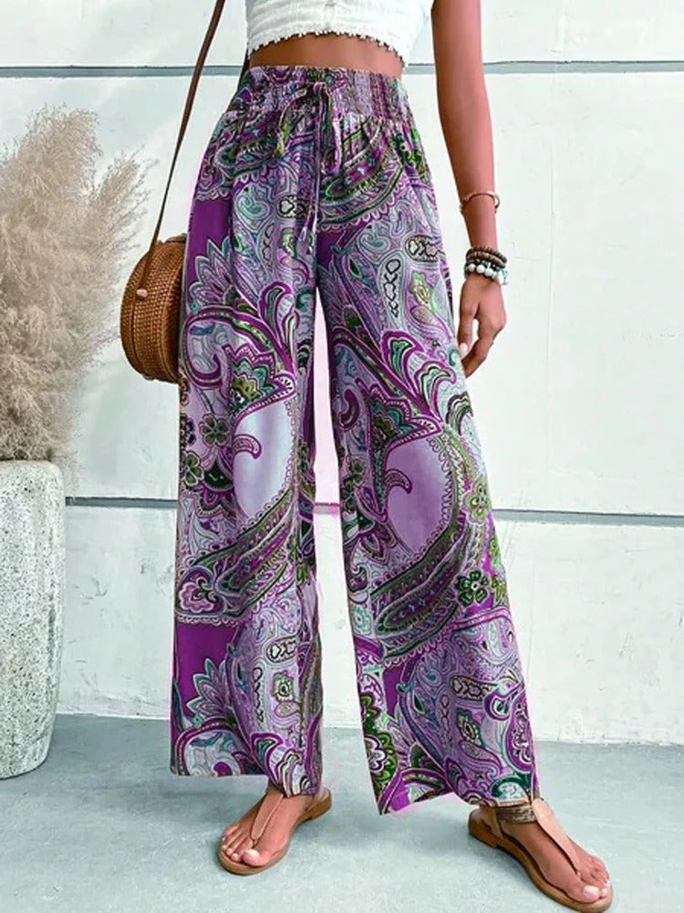Hoge Broek met Digitale Print Comfortabele Fit
