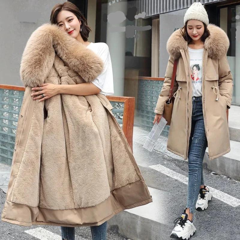 Donzen Winterjas Warm met Bontkraag en Stijlvol Design