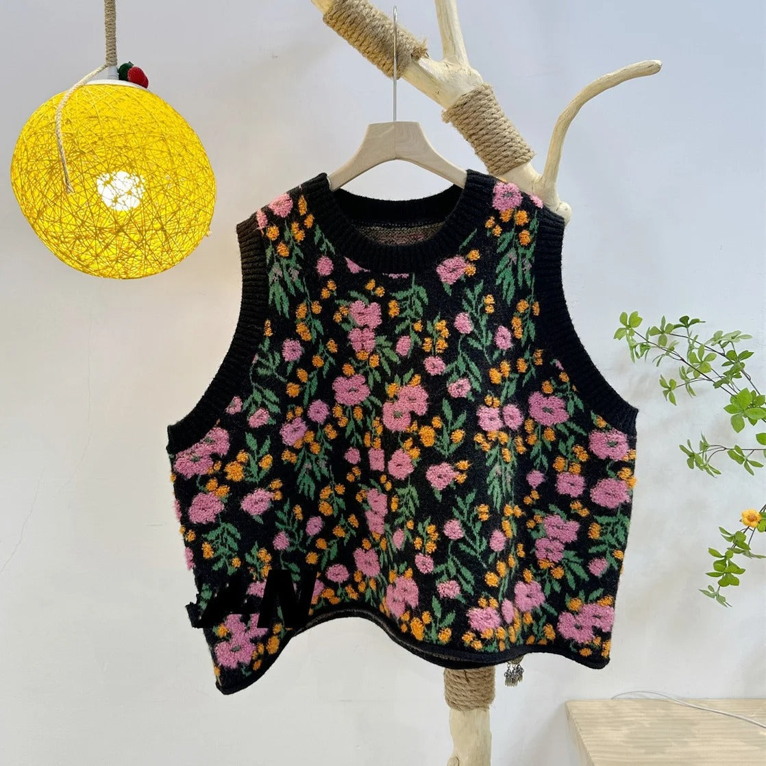 Gebreide Vest met Bloemen dames