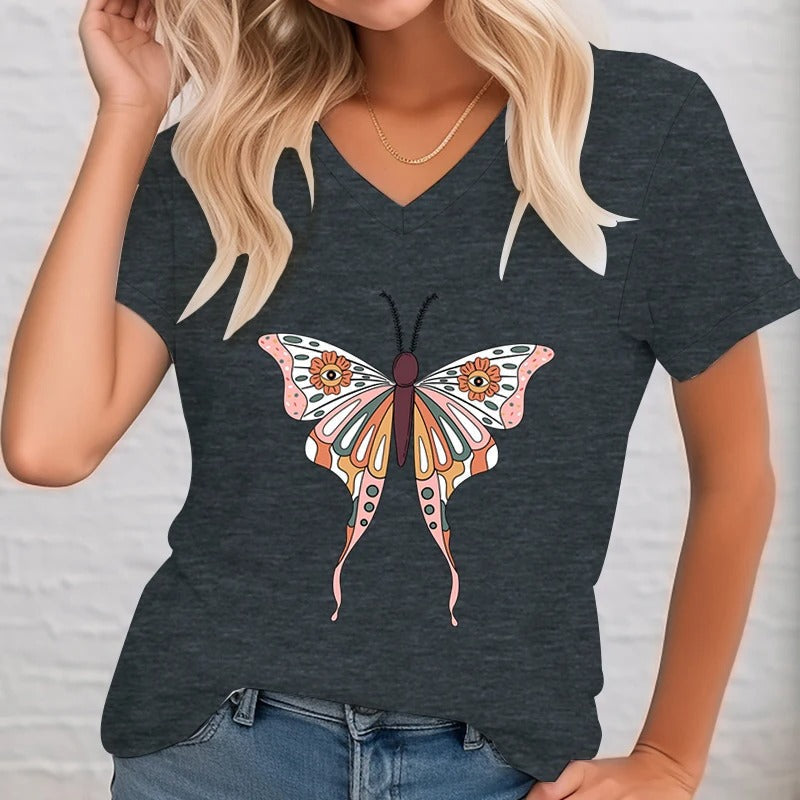 V-hals T-shirt Bedrukt met Grappig Ontwerp