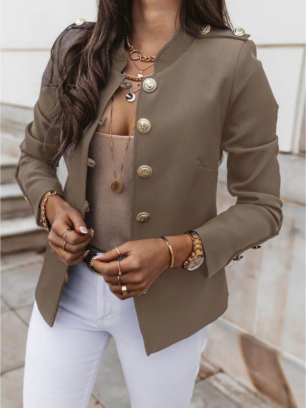 Dames Blazer Lange Mouwen Elegante O-hals Jasje