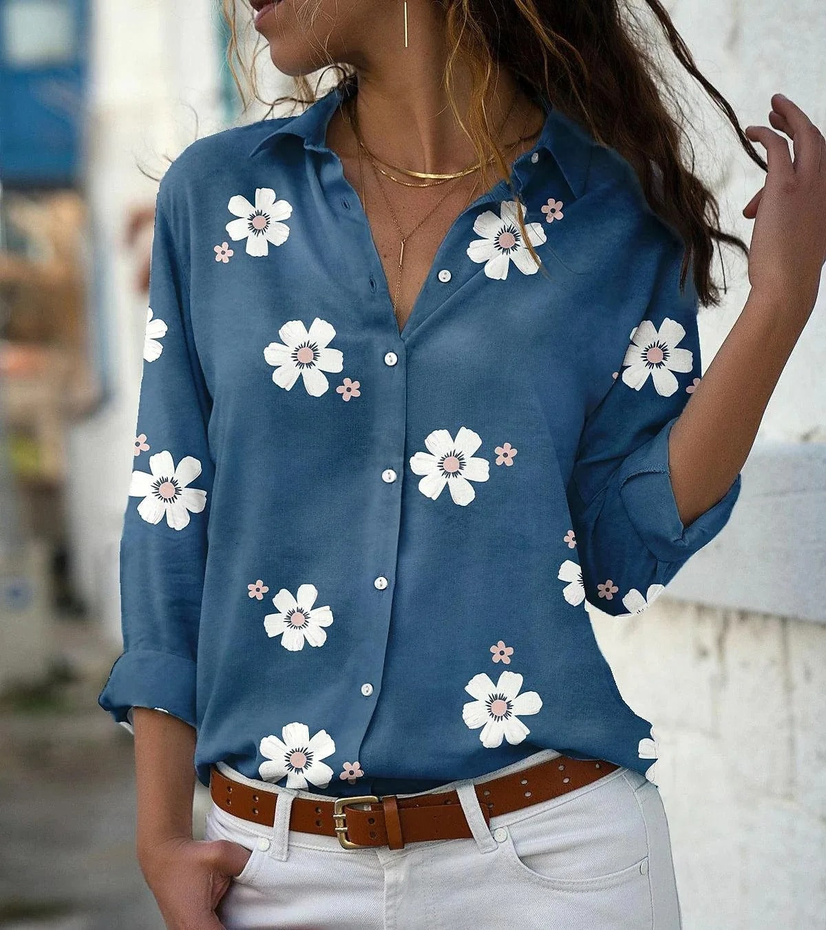 Vrouwelijke Bloes Bloemenprint Zomerse Stijl