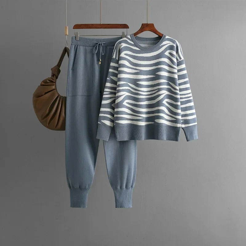 Kindertrui en Broek Set met Dierenprint Gebreid