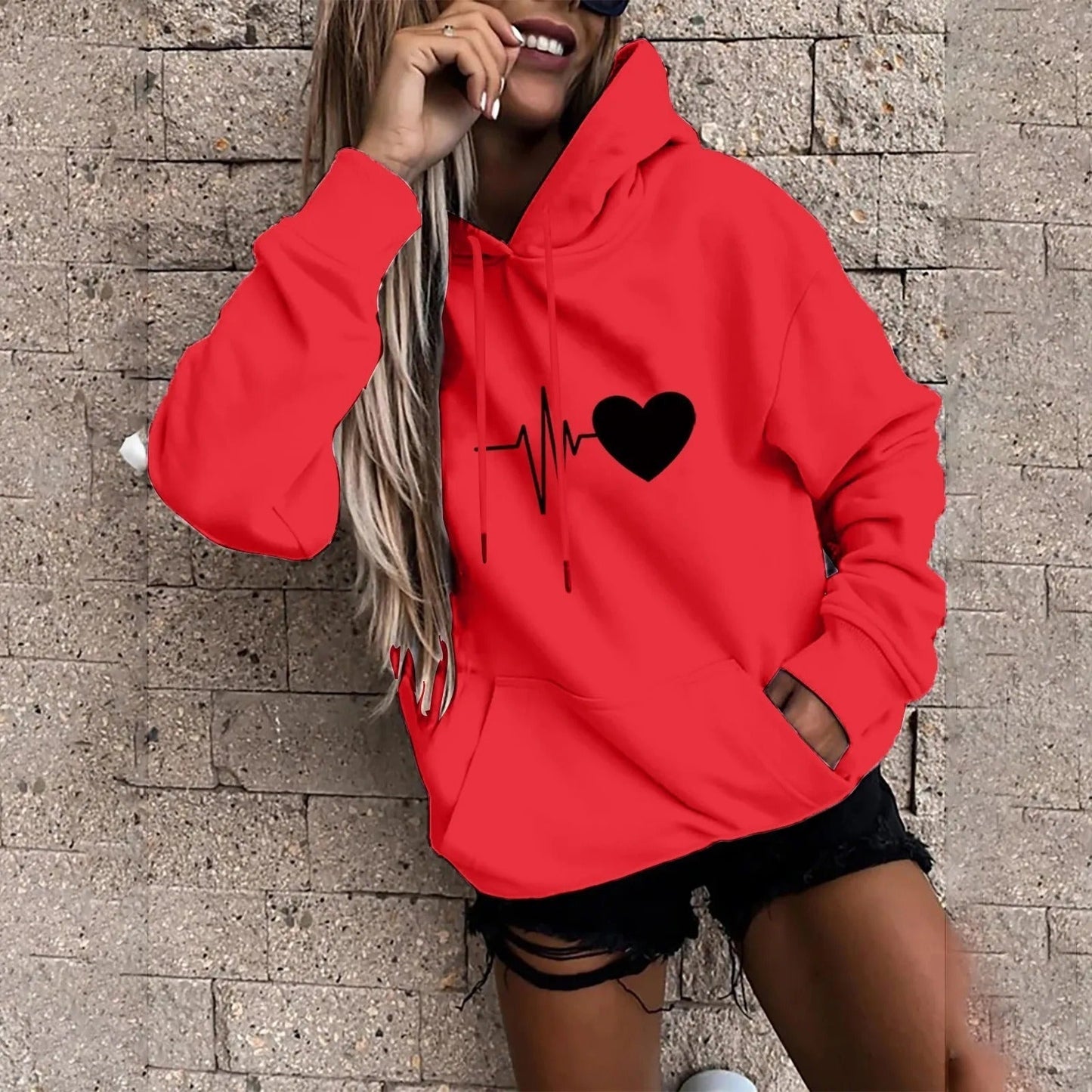 Vrouwelijke Hoodie met Leuke Print Grappig Design → Vrouwelijke Hoodie Leuke Print Grappig Ontwerp