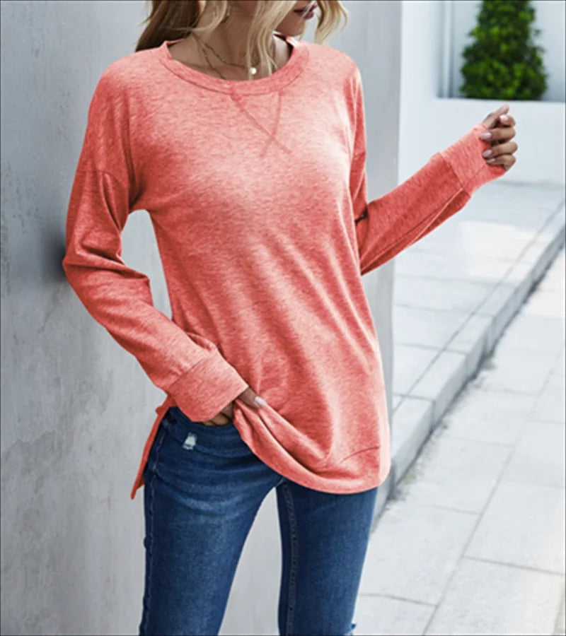 Dames Shirt Lange Mouwen Ronde Hals Casual Stijl
