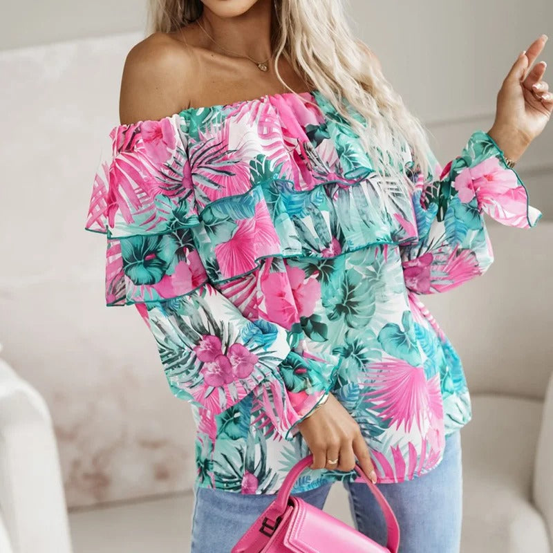 Vrouwelijke Top met Bloemenprint Elegante Stijl