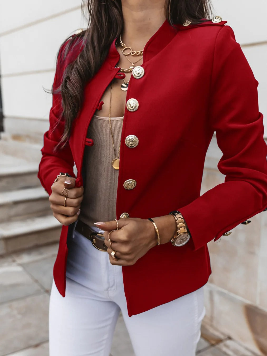 Dames Blazer Lange Mouwen Elegante O-hals Jasje