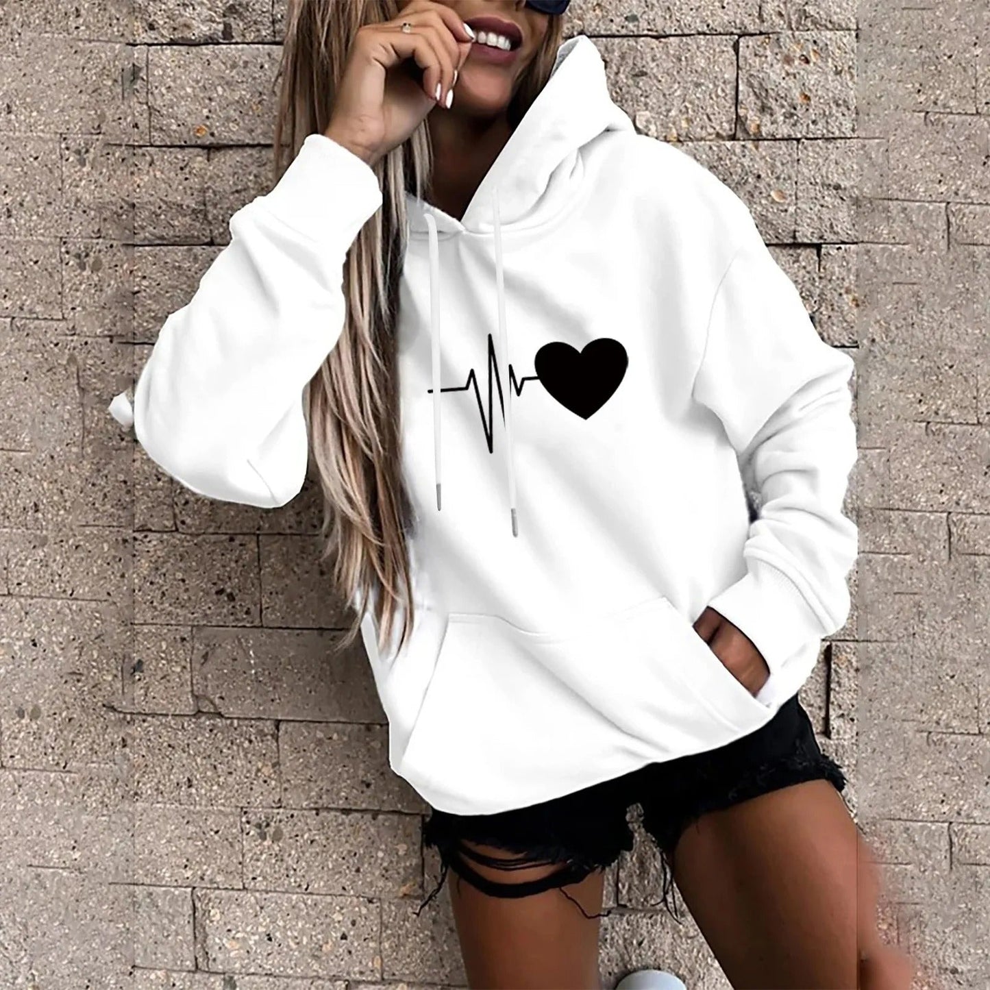 Vrouwelijke Hoodie met Leuke Print Grappig Design → Vrouwelijke Hoodie Leuke Print Grappig Ontwerp