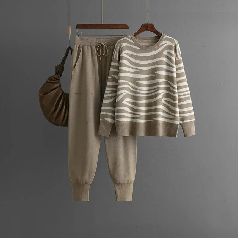 Kindertrui en Broek Set met Dierenprint Gebreid - StudioMarella