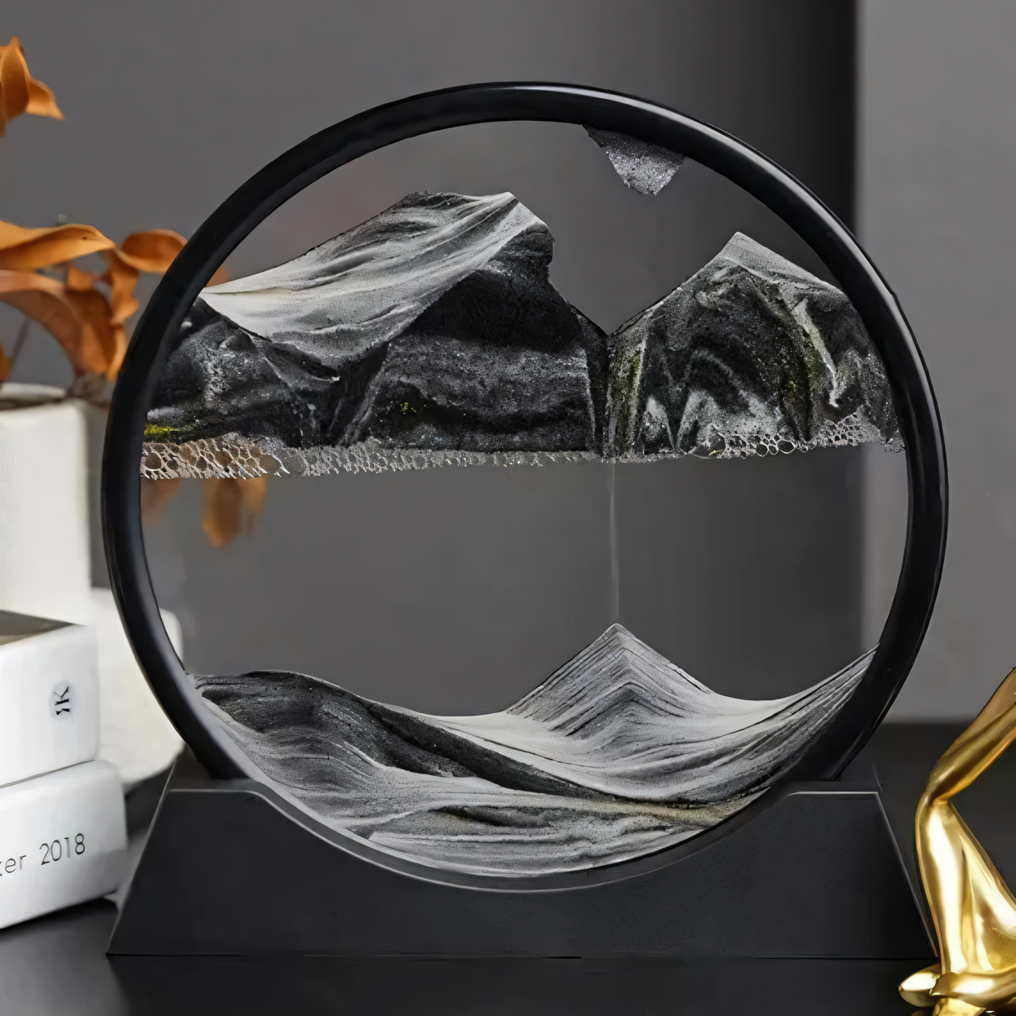 Decoratieve Zandbol met Bewegend Zand – Klein 7 Inch & Groot 12 Inch – Rustgevende Tafelversiering voor Ontspanning en Mindfulness