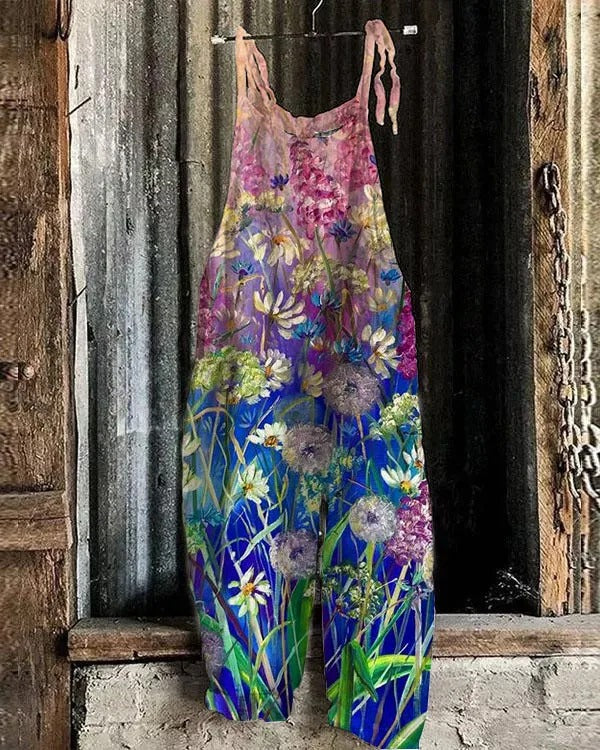 Rood Bloemen JumpsuitJurk Retro Stijl