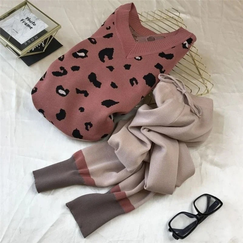 Luipaard Trui en Broek Set voor Vrouwen - StudioMarella