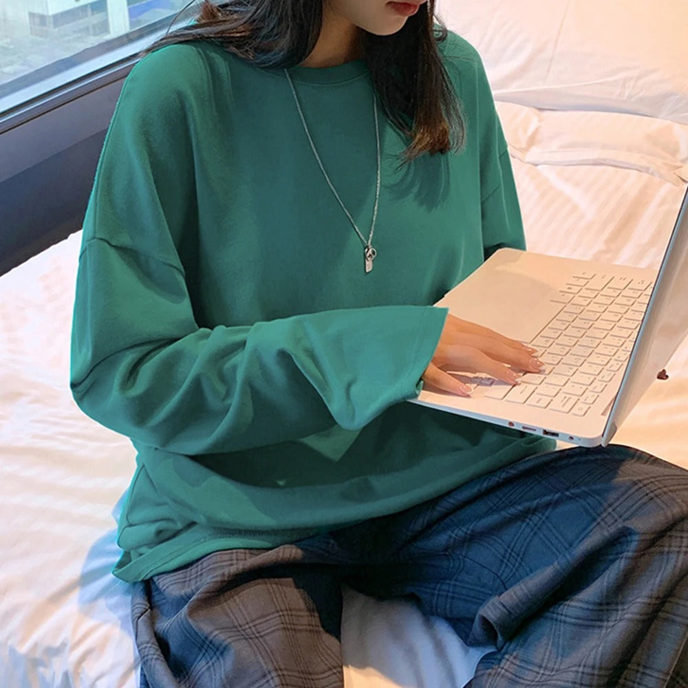 Dames Oversized Katoen Shirt Lange Mouw Casual