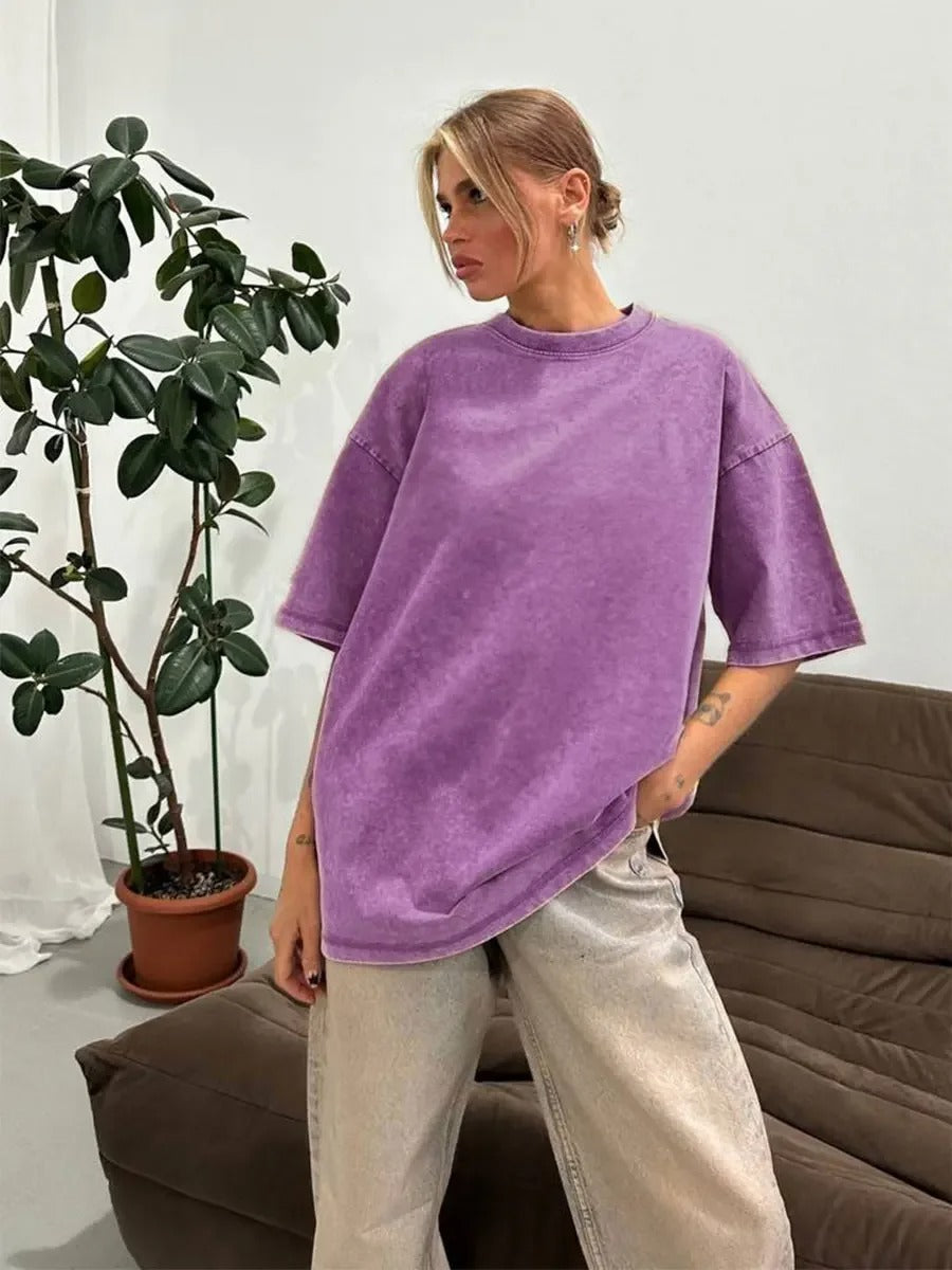 Dames T-shirt Katoen Retro Look Casual
