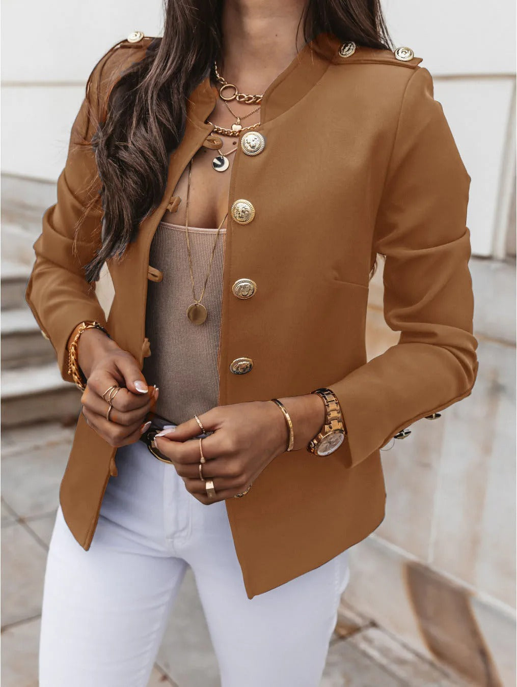 Dames Blazer Lange Mouwen Elegante O-hals Jasje