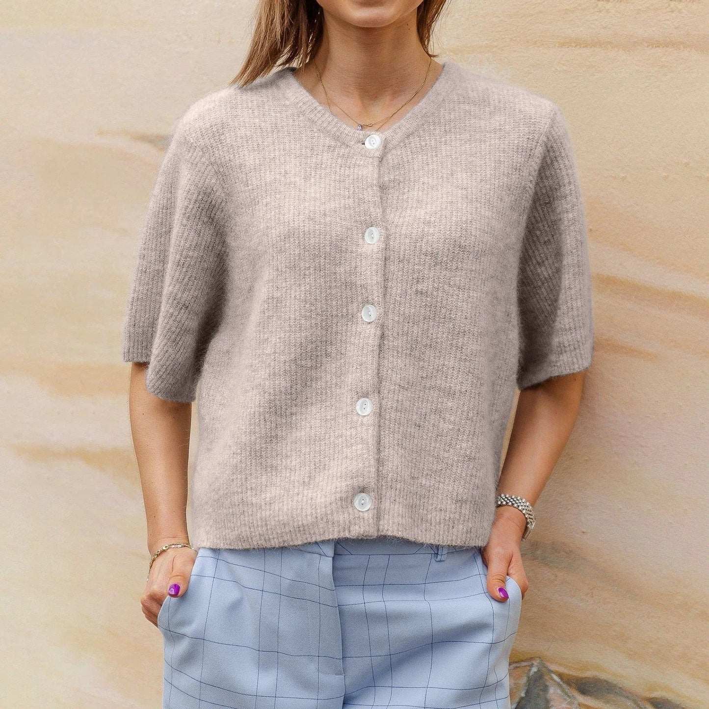 Vrouwen Blouse Korte Mouwen Gebreid Zomer Topje