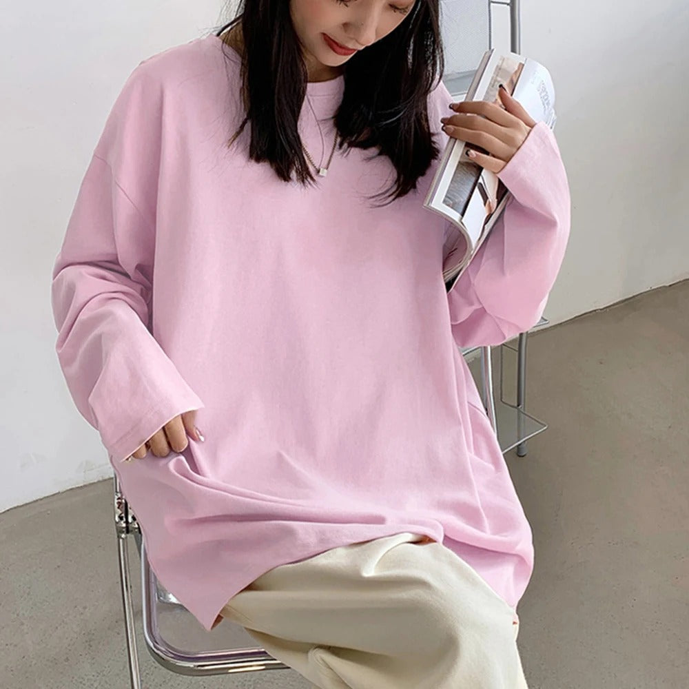 Dames Oversized Katoen Shirt Lange Mouw Casual
