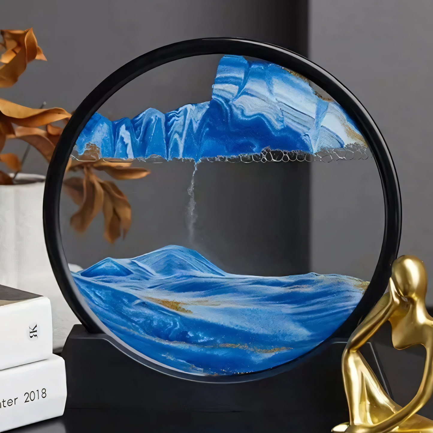 Decoratieve Zandbol met Bewegend Zand – Klein 7 Inch & Groot 12 Inch – Rustgevende Tafelversiering voor Ontspanning en Mindfulness