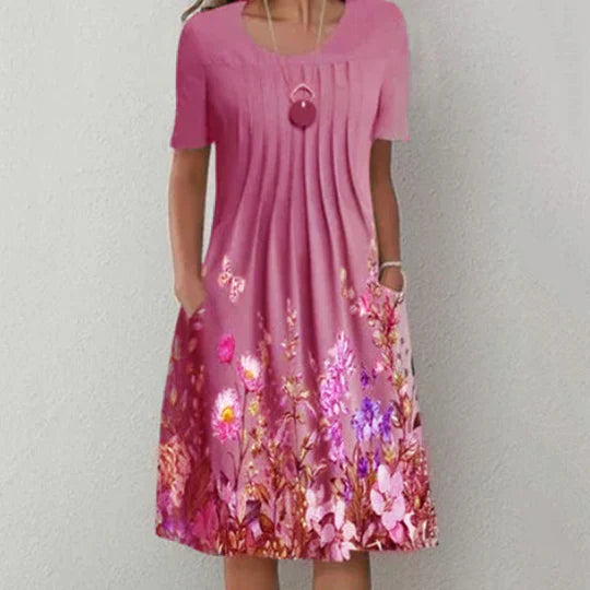 Zomerjurk voor Vrouw Mini Bloemenjurk Geplooid