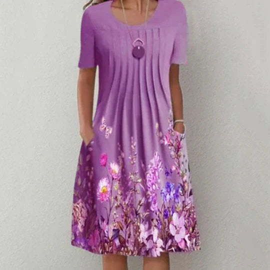Zomerjurk voor Vrouw Mini Bloemenjurk Geplooid