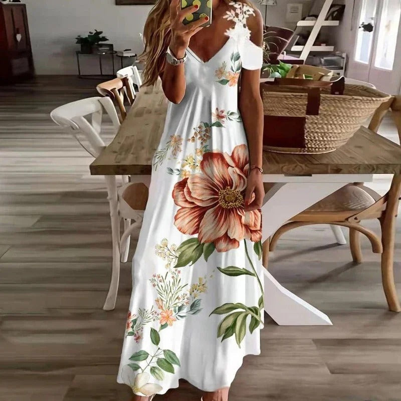 Vrouw Jurk met Bloem Print Zomer Collectie