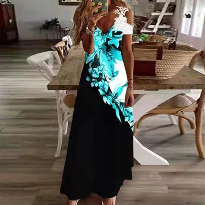 Vrouw Jurk met Bloem Print Zomer Collectie