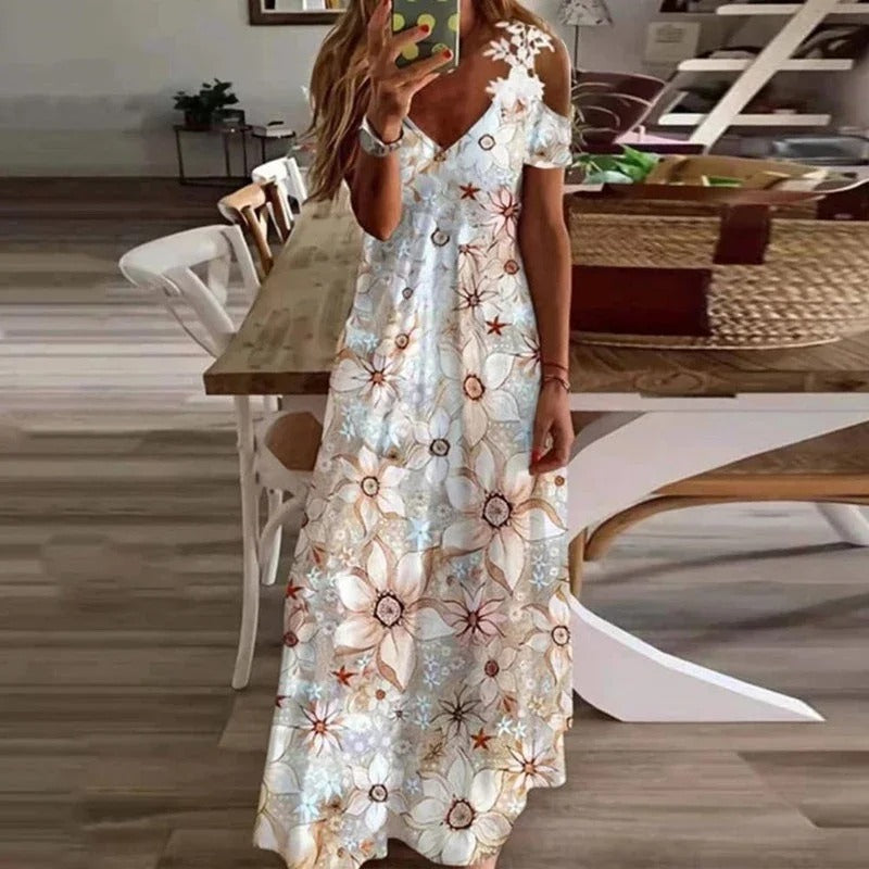 Vrouw Jurk met Bloem Print Zomer Collectie