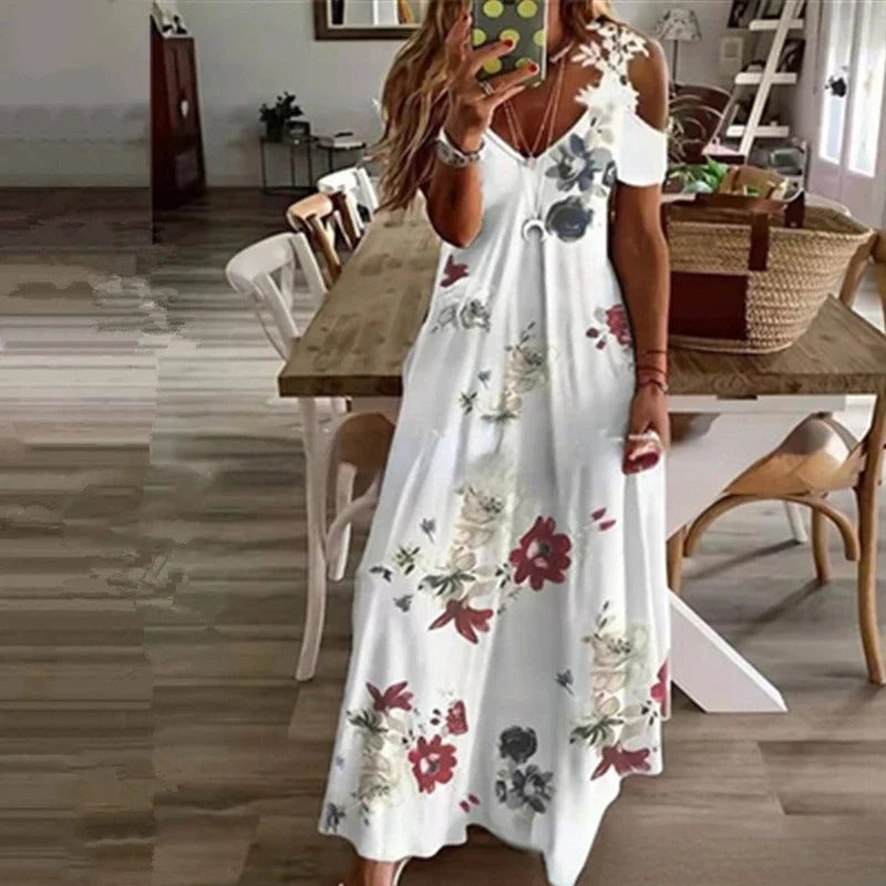 Vrouw Jurk met Bloem Print Zomer Collectie