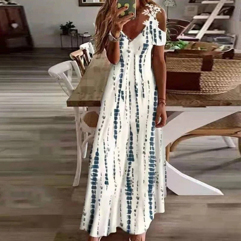 Vrouw Jurk met Bloem Print Zomer Collectie