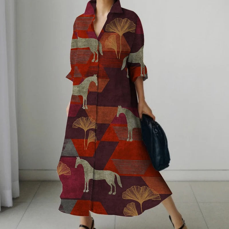 Vintage Jurk Retro Bedrukt Vrouwelijke Kleding