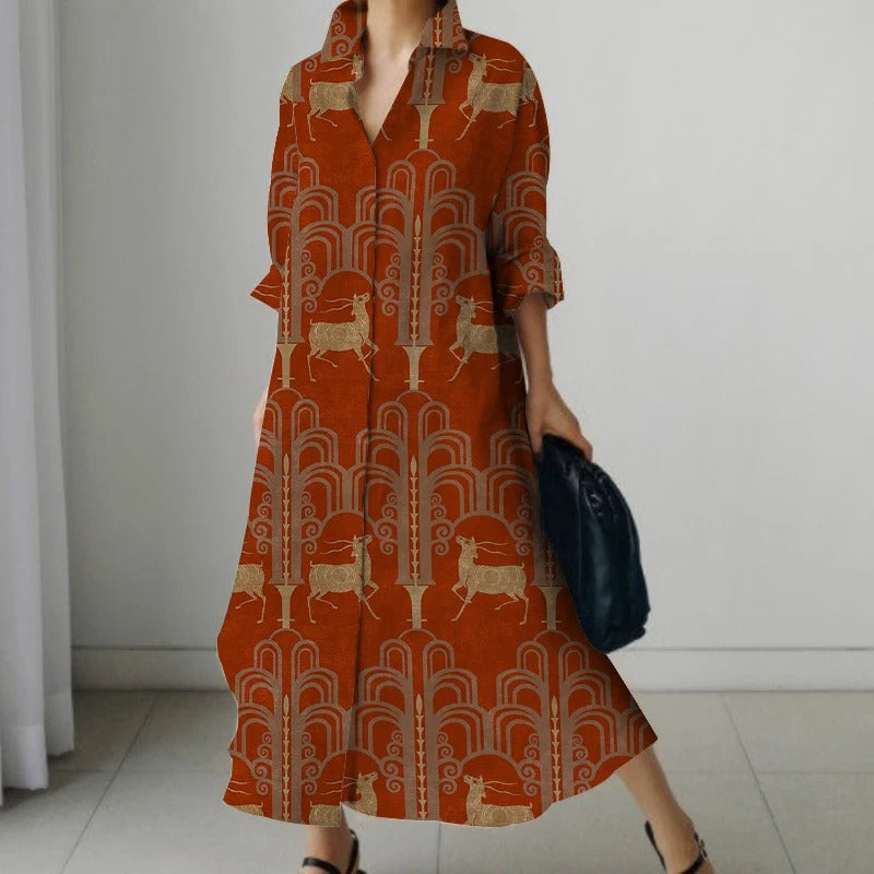 Vintage Jurk Retro Bedrukt Vrouwelijke Kleding