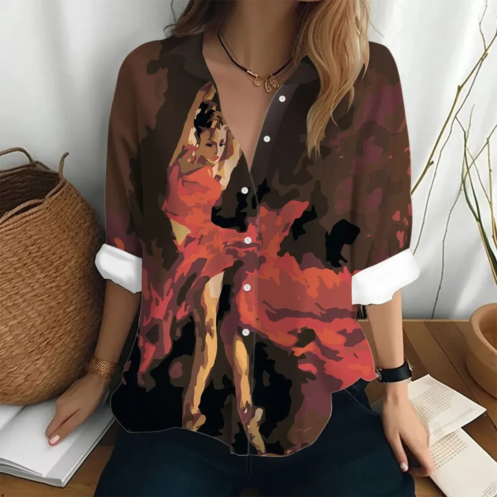 Vrouwenshirt Lange Mouwen Roze Stijlvol