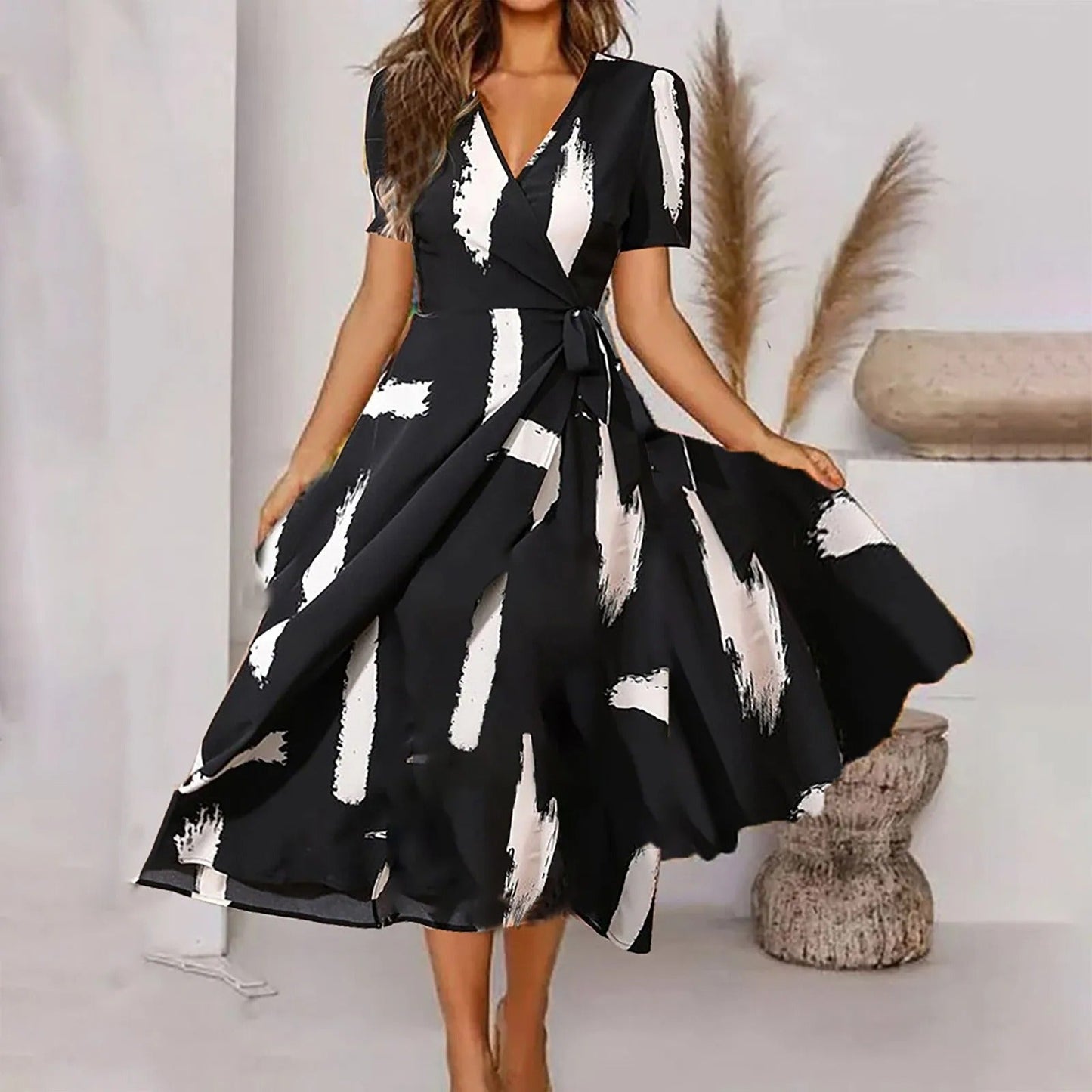 Lange Zomerjurk Dames Vintage Print Maxi Jurk - StudioMarella