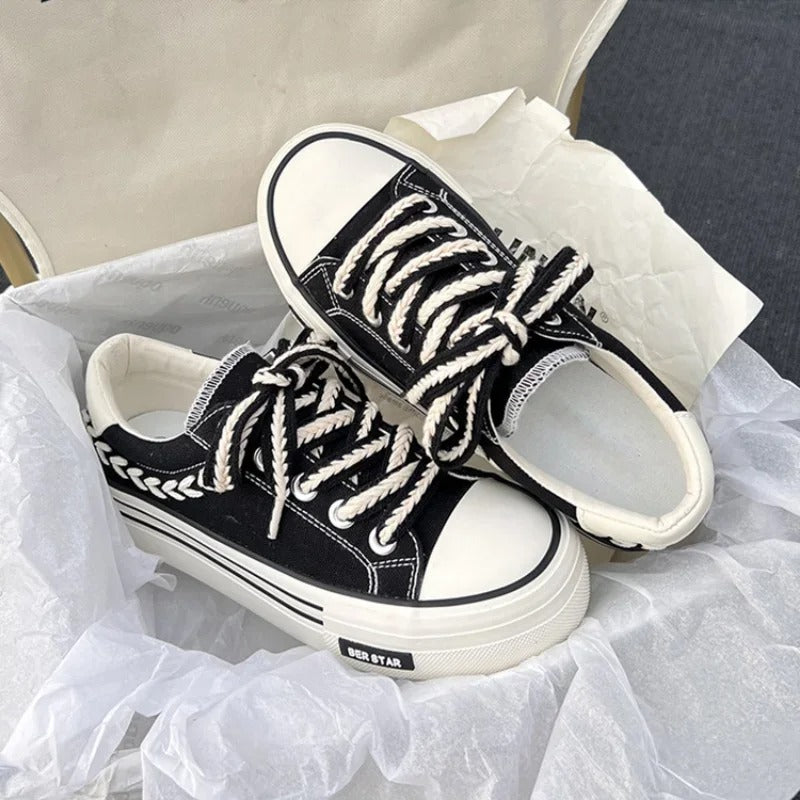 Dameschoenen Canvas Plateau Zool Comfortabel wordt: Dames Plateau Schoenen Comfortabel Canvas Zool - StudioMarella
