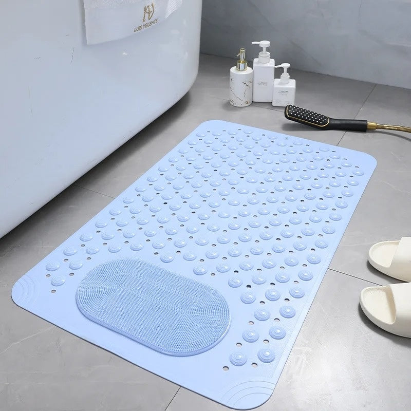 Antislip Douchmat met Voetenborstel en Zuignappen 60×90 cm Grijs Badmat
