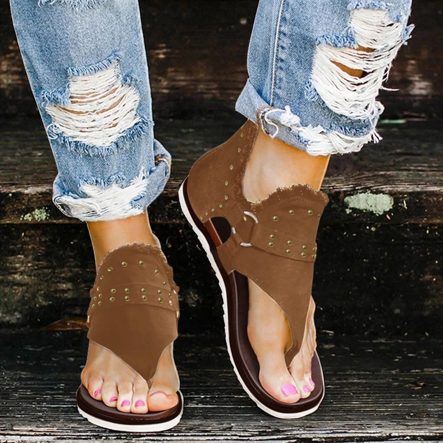 Vrouwensandalen met Rits en Gesp Zomerkleurig Leer