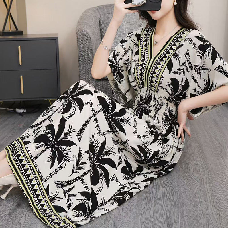 Vrouwelijke Jurk Lange Maxi Jurk Met Bloemenprint - StudioMarella