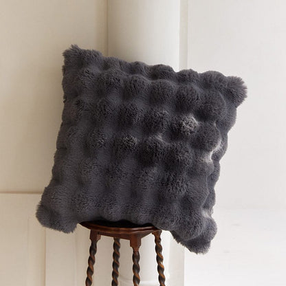 Zachte Pluche Kussenhoes 45x45cm Konijnenbont-Look Wit Beige Grijs | Woonkamer Slaapkamer Decoratief Sierkussen | Scandinavisch