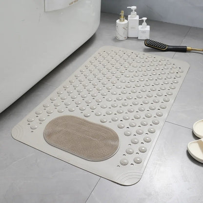 Antislip Douchmat met Voetenborstel en Zuignappen 60×90 cm Grijs Badmat