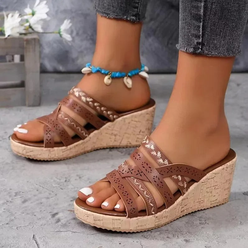Vrouwensandalen Leer Vintage Stijl Helena