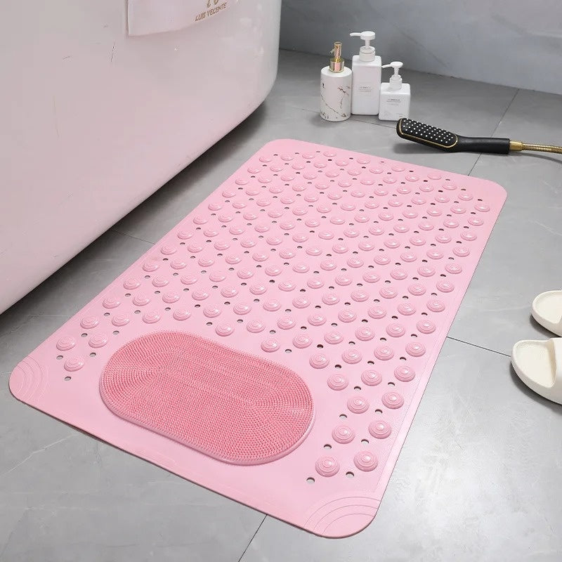 Antislip Douchmat met Voetenborstel en Zuignappen 60×90 cm Grijs Badmat