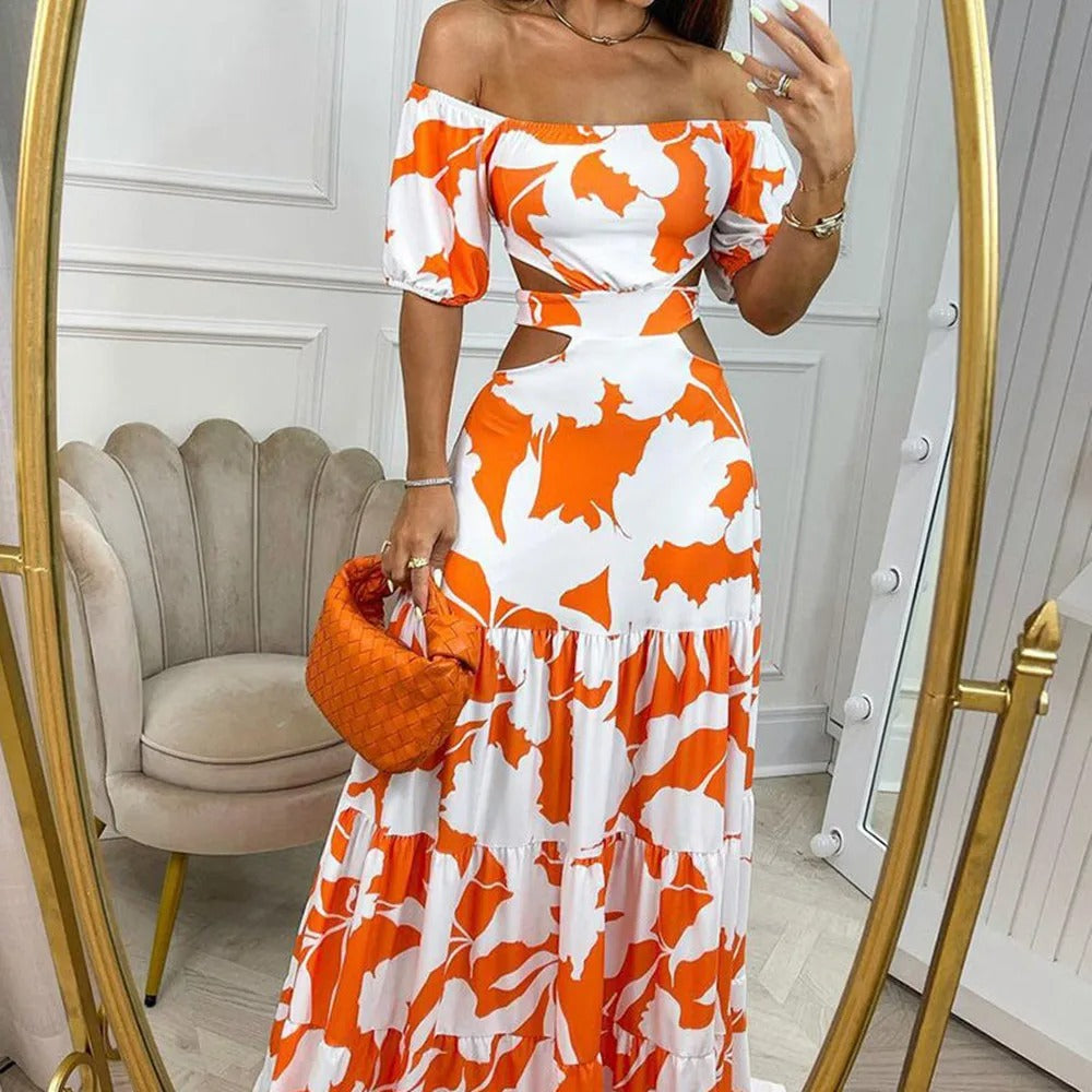 Vrouwelijke Jurk Off-the-shoulder Kant en Diepe Halsuitsnijding - StudioMarella