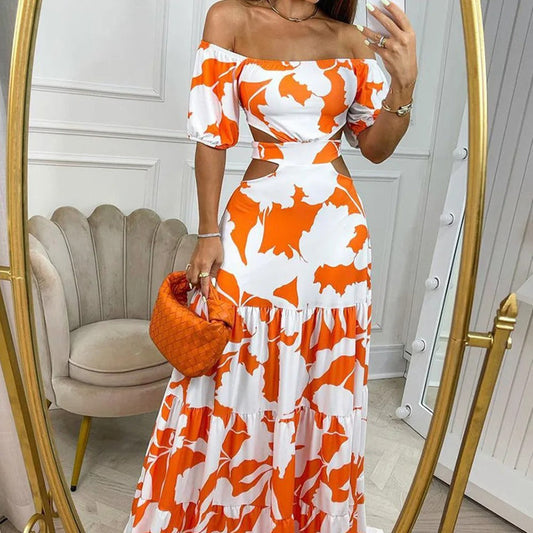 Vrouwelijke Jurk Off-the-shoulder Kant en Diepe Halsuitsnijding - StudioMarella