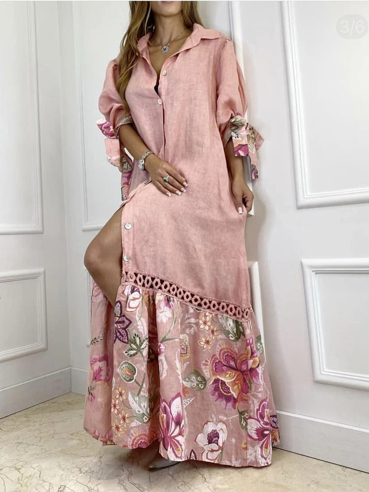 Zomerjurk voor Vrouw Lantaarnmouwen Elegante Stijl - StudioMarella