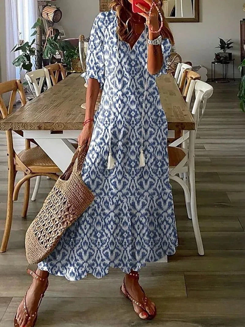 Zomerjurk Maxi Boho Chic Vrouw Jurk Lange Mouw