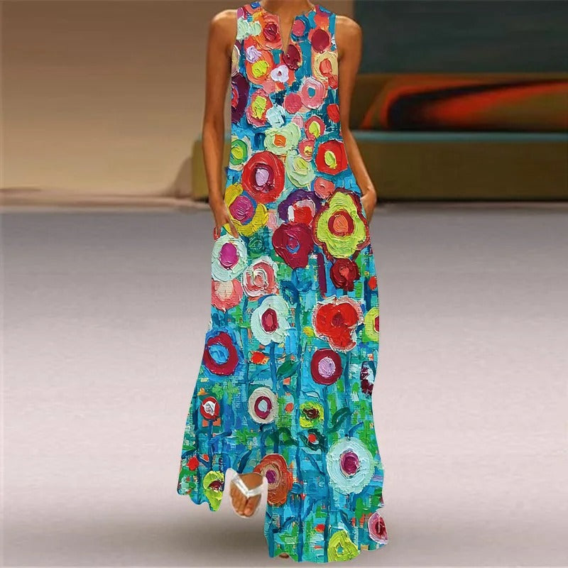 Vrouwelijke Retro Jurk met Unieke Opdruk