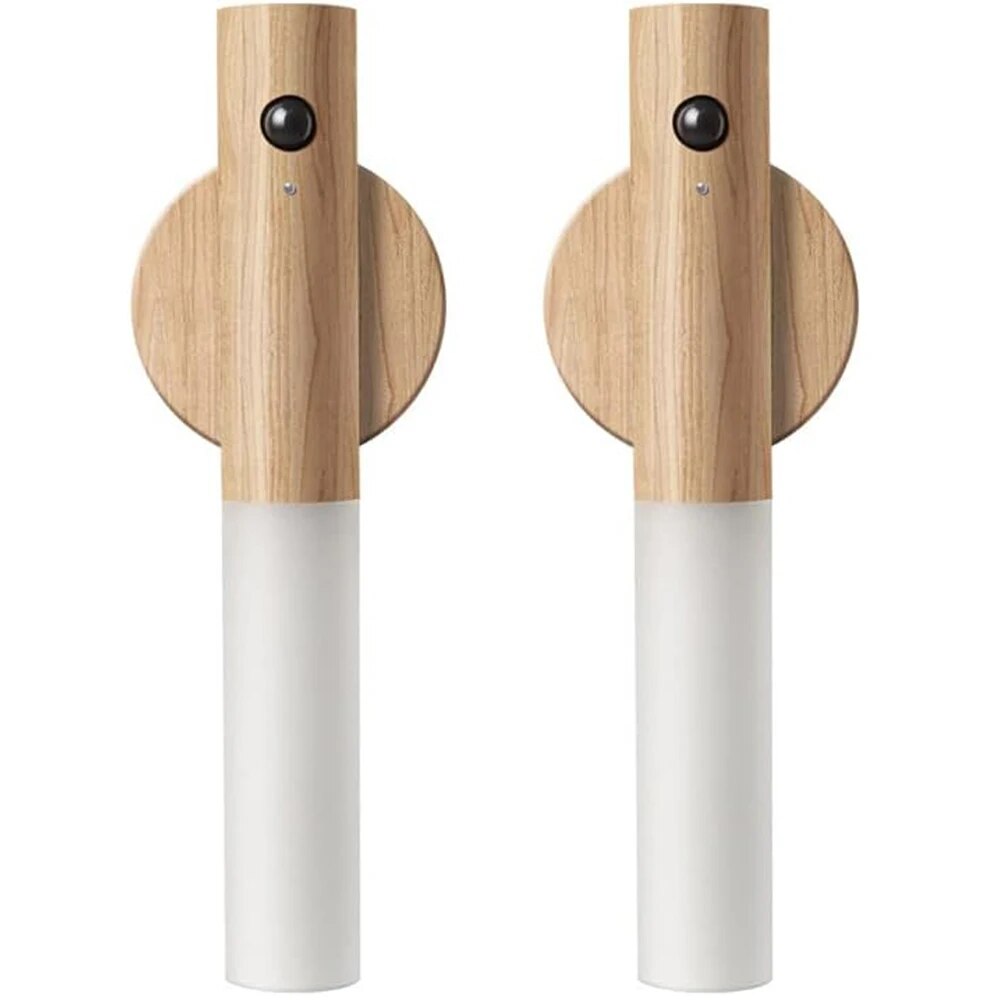 Houten Nachtlampje met Bewegingssensor – Oplaadbaar LED-Nachtlicht voor Slaapkamer, Gang & Toilet – Warmwit Licht Hout