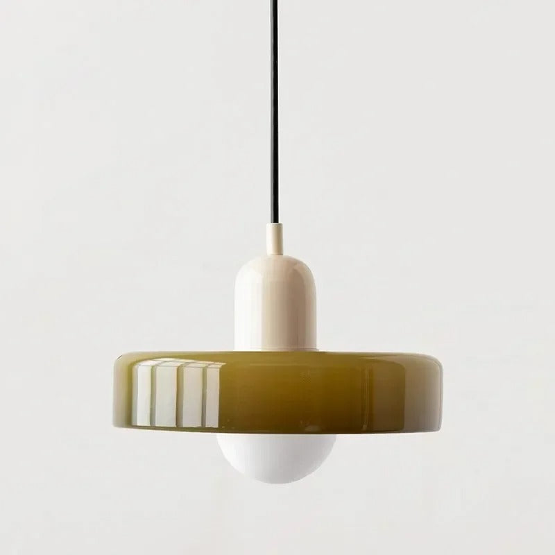 Glazen Hanglamp met Dubbele Kleurkap – Moderne Bauhaus-Stijl Verlichting voor Woon- en Eetkamer